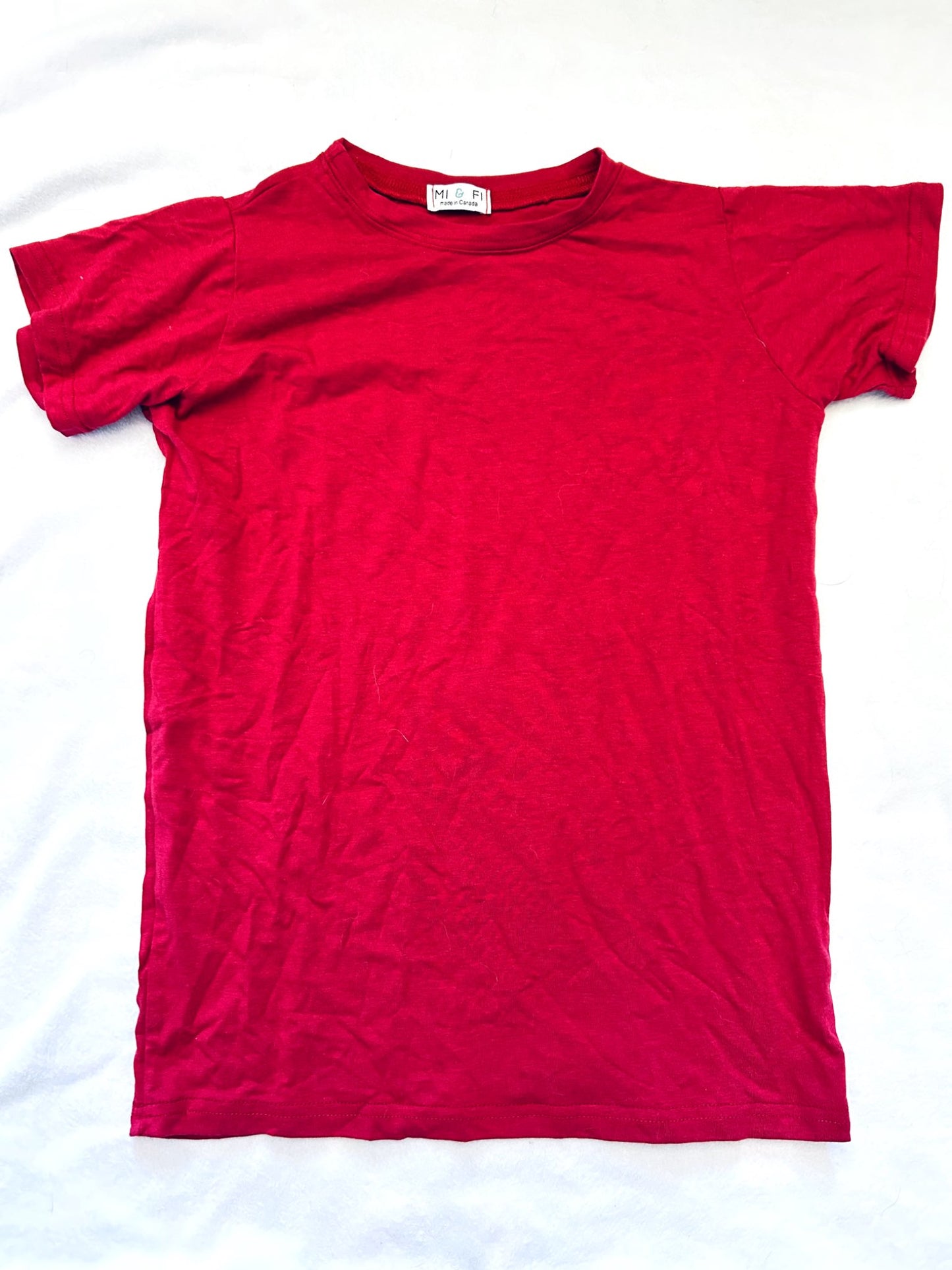 EUC - Small Shop, Mi and Fi, bamboo- cotton  t-shirt, Raspberry Colour, size 7, retails, $30 new, Kids 7
