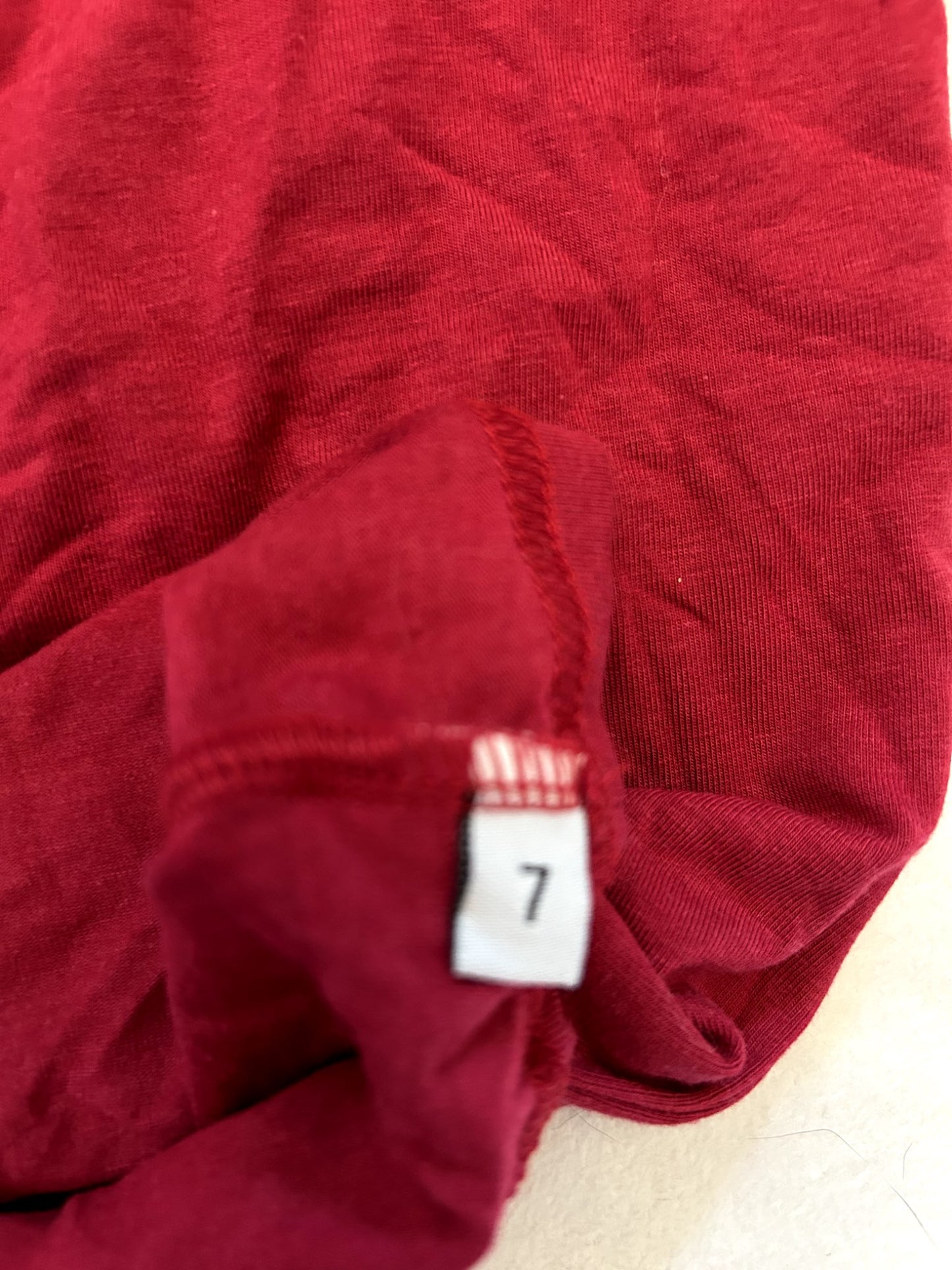 EUC - Small Shop, Mi and Fi, bamboo- cotton  t-shirt, Raspberry Colour, size 7, retails, $30 new, Kids 7