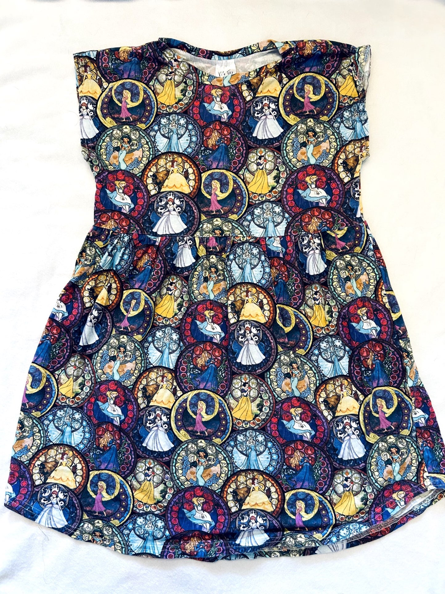 VGUC - Small Shop, Vi&Jax, Bamboo -Cotton Play dress, Disney Princess Stain glass Pattern, size 8/9. retails $65 new, Kids 8