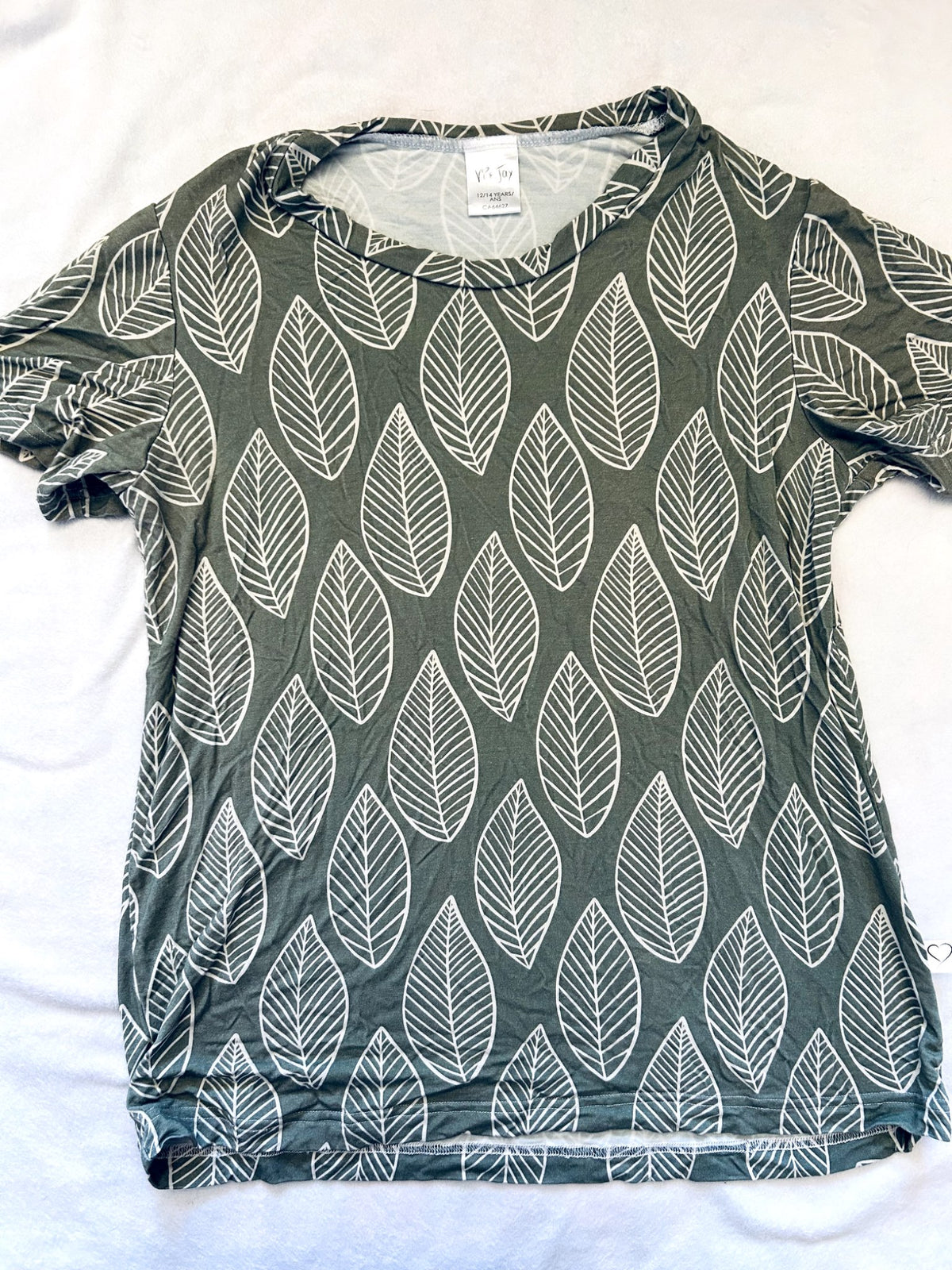 EUC - Small Shop, Vi&Jax, Bamboo T-shirt, Resort Leaf print, size 12/14, retails $45 new, Kids 12