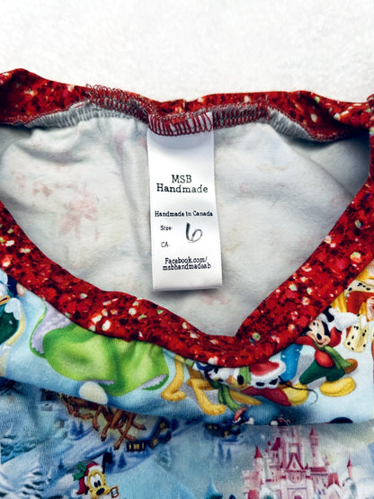 EUC - Small Shop, MSB, Pocket Dress, Disney Christmas Print with Red Glitter print, size 6, retails $75 new, Kids 6/6X