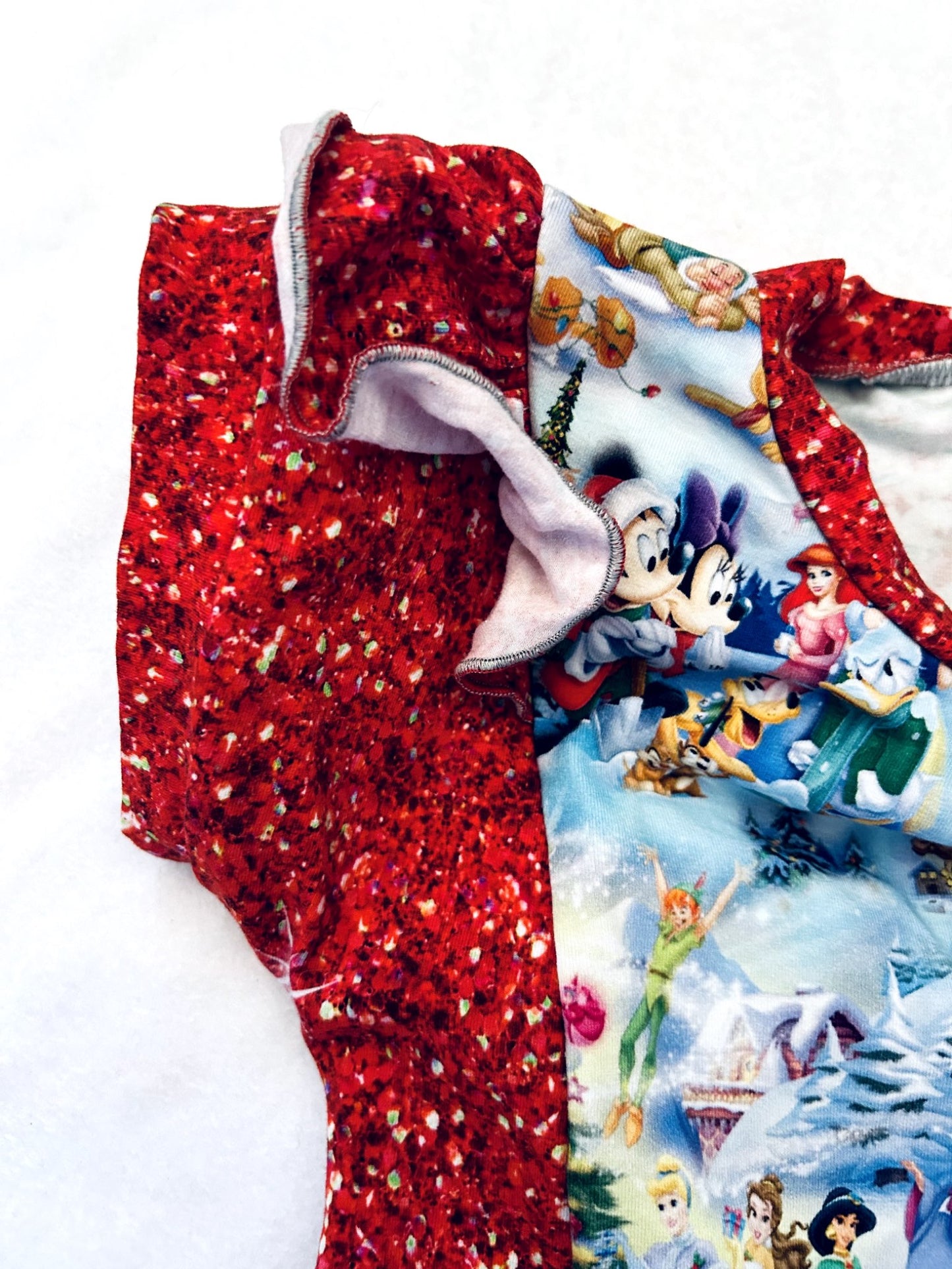 EUC - Small Shop, MSB, Pocket Dress, Disney Christmas Print with Red Glitter print, size 6, retails $75 new, Kids 6/6X