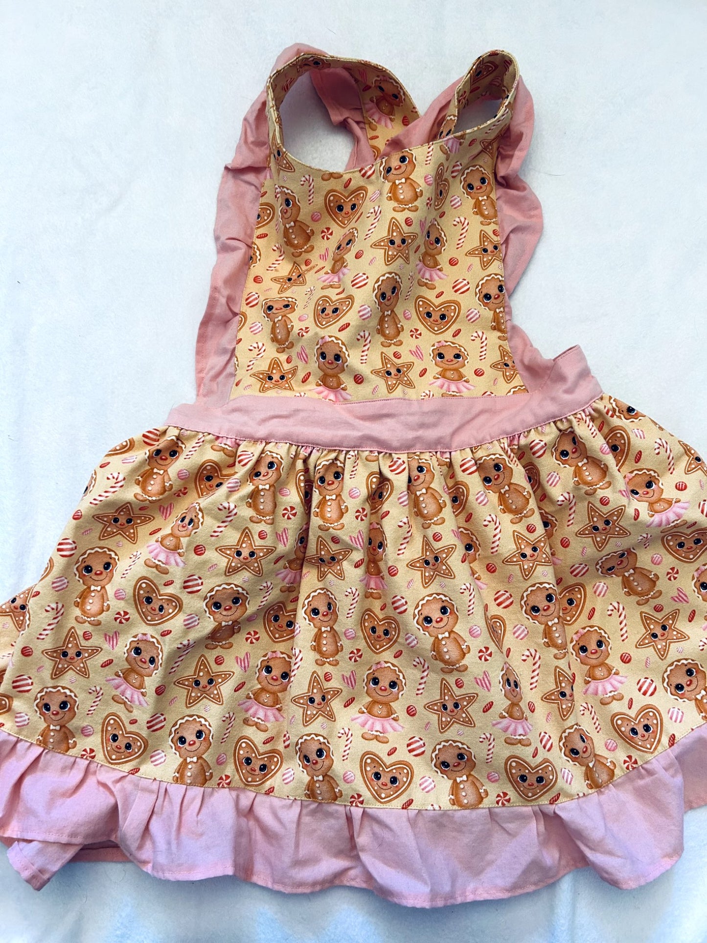 VGUC - Small Shop, Cotton Twill  Christmas Apron, gingerbread print, size 3-6, Kids 4/4T