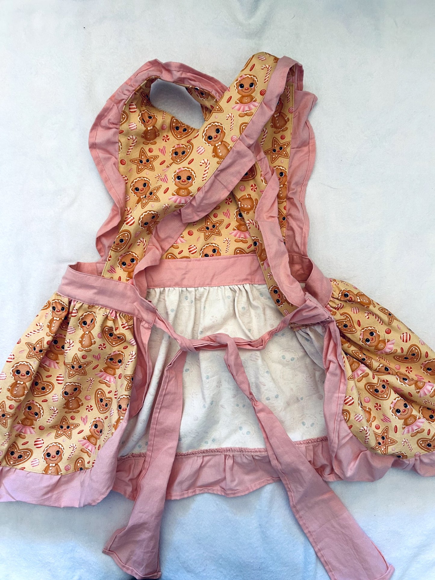 VGUC - Small Shop, Cotton Twill  Christmas Apron, gingerbread print, size 3-6, Kids 4/4T
