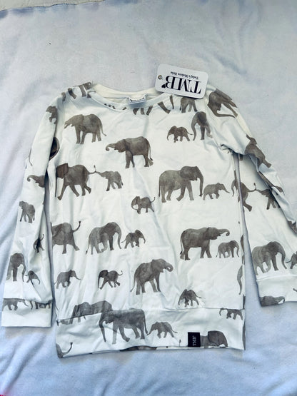 NWT- Small shop, TMB, crewneck, elephants print, size 6/7, retails $47, Kids 6/6X