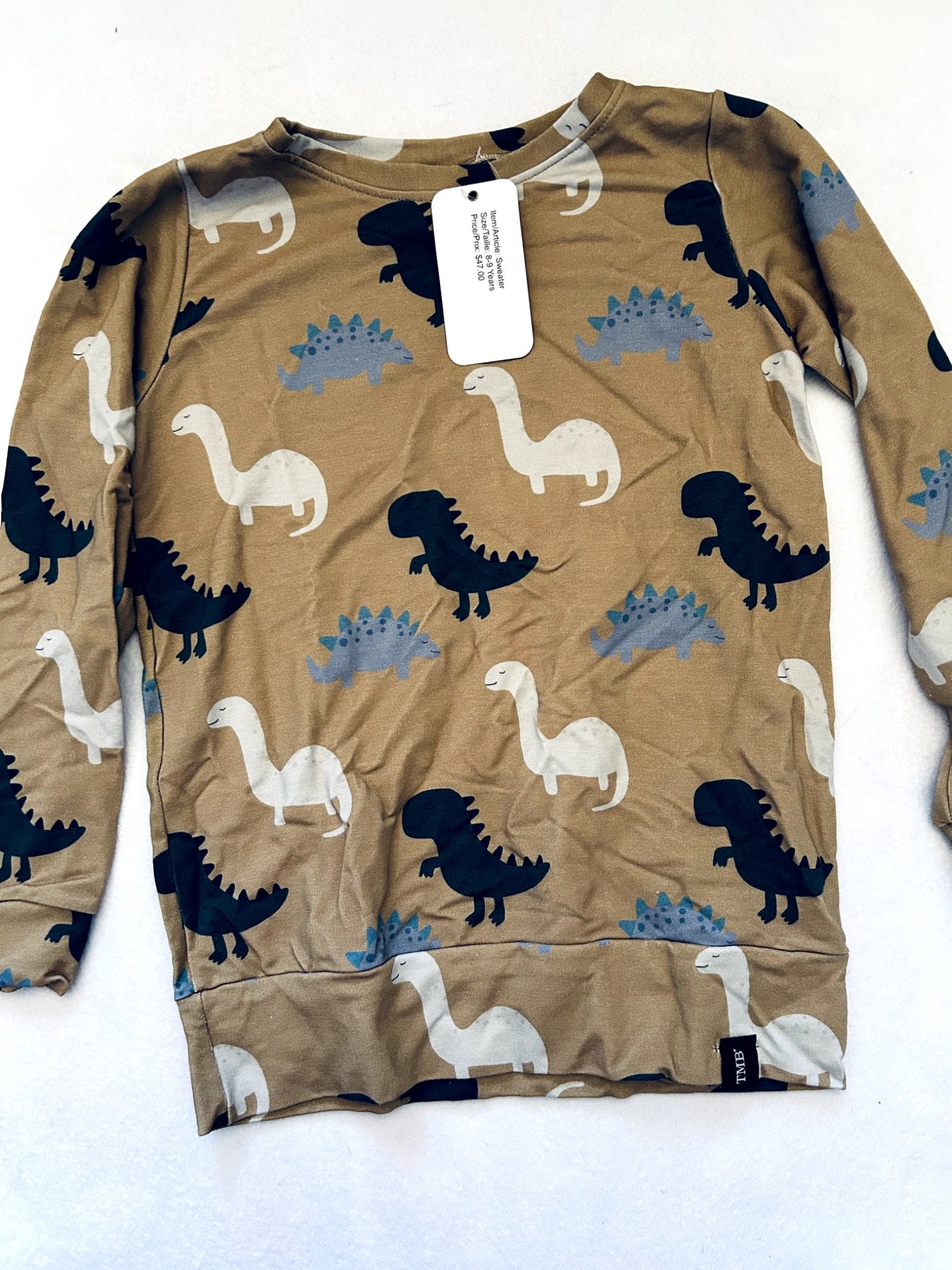 NWT- Small shop, TMB, crewneck, dinosaur print, size 8/9, Kids 8