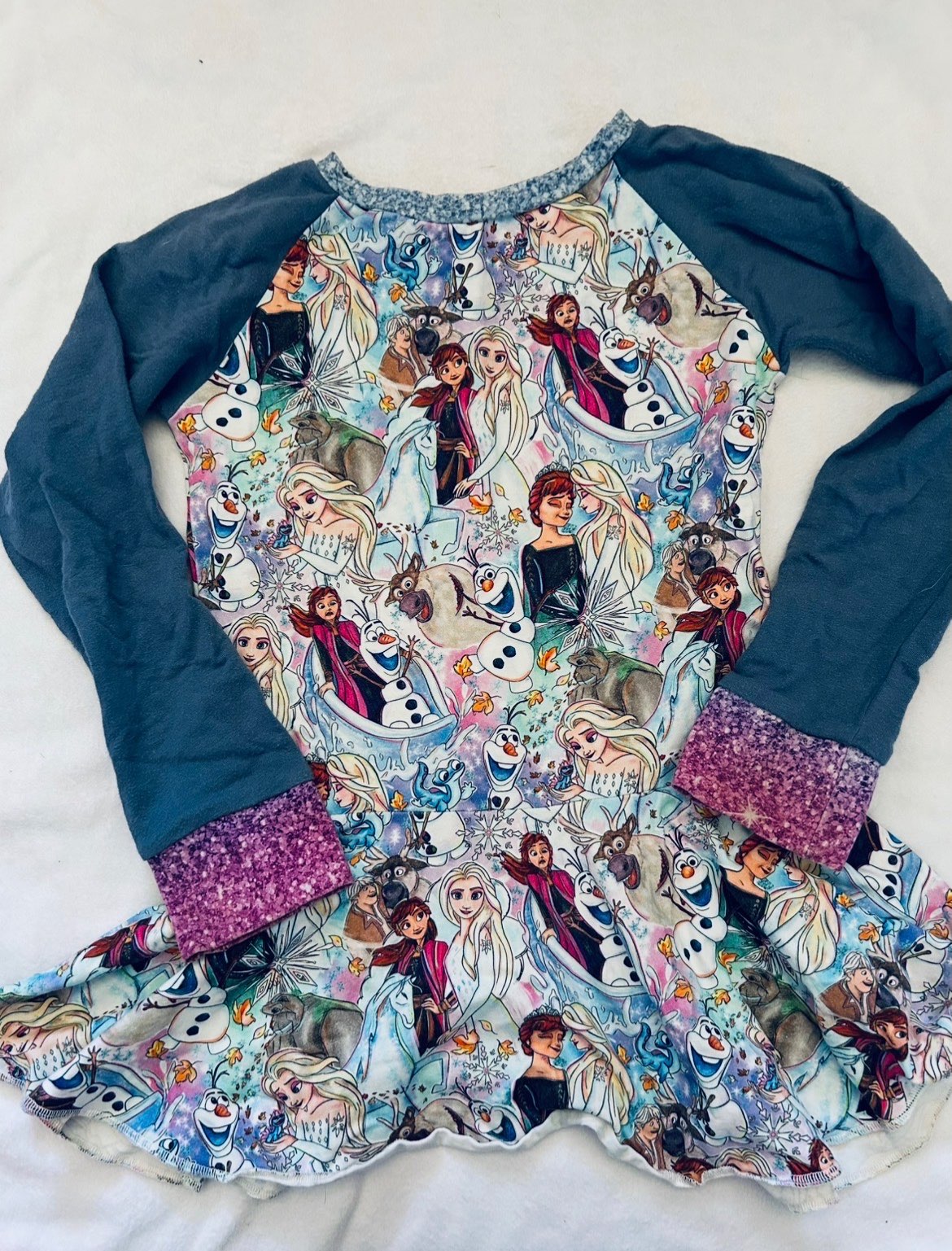 VGUC- Small shop, lavender & lilac, peplum and leggings set, Disney Frozen Print, size 7, Kids 7