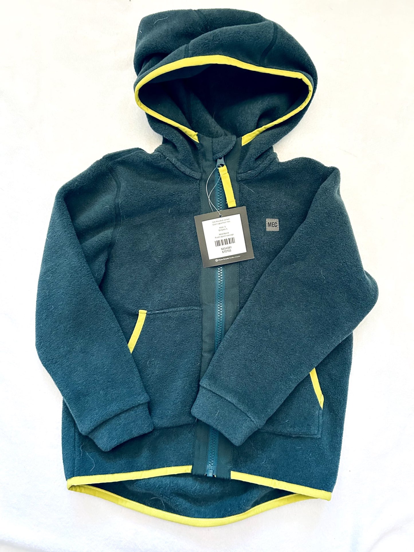 NWT- MEC, Yeti Fleece hooded jacket, size 5, retails for $46, Kids 5/5T