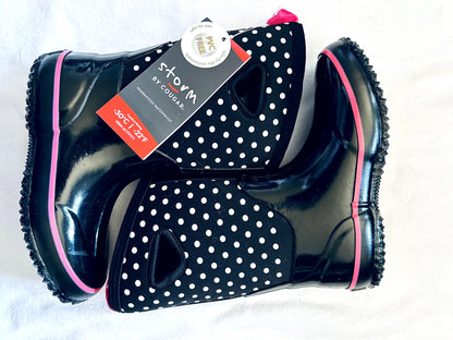 NWT - Storm by Cougar, waterproof insulated boots, polka dots, size 4, retails $80+, Shoes 4 (Big Kids:8–12yr)