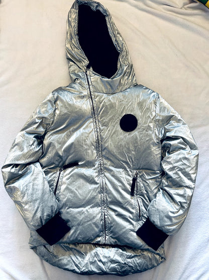 VGUC - Nununu Down Jacket, metallic silver, size  8-9, Kids 8