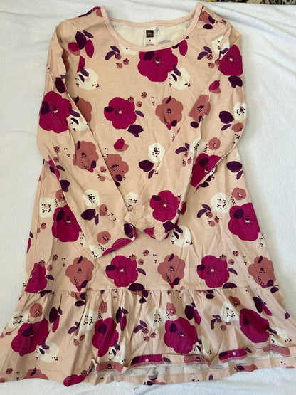 EUC - Tea Collection,  Pink Floral Long Sleeve Dress, Size 8, retails for $45 new, Kids 8