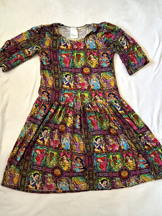 EUC -Small Shop, Vi&Jax dress, Disney Princess stain glass pring, size 6/7. retails $65 new, Kids 6/6X