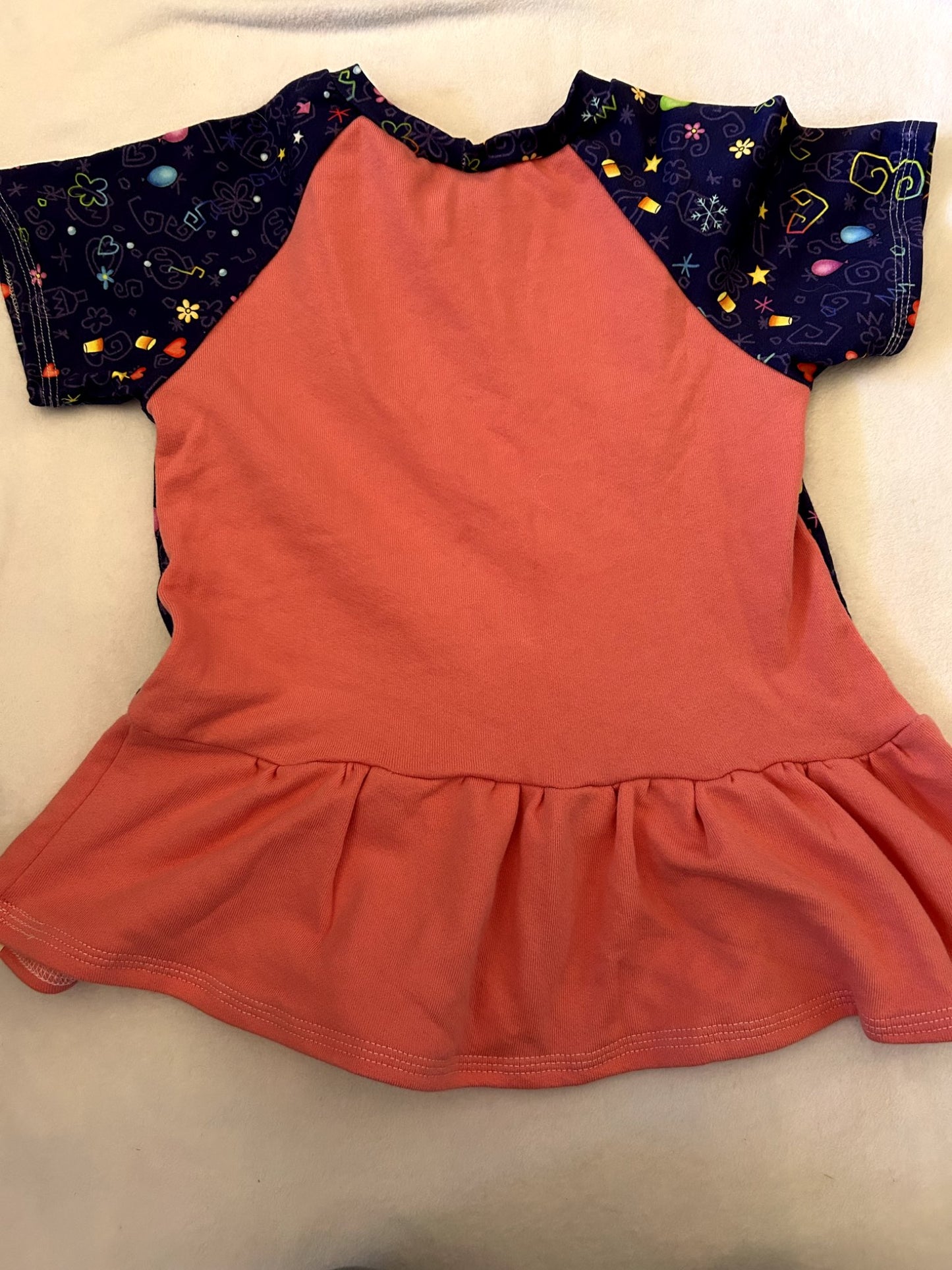 EUC - Small Shop, Bear & Roo, short sleeve peplum, Disney Rapunzel print, size 6, Kids 6/6X