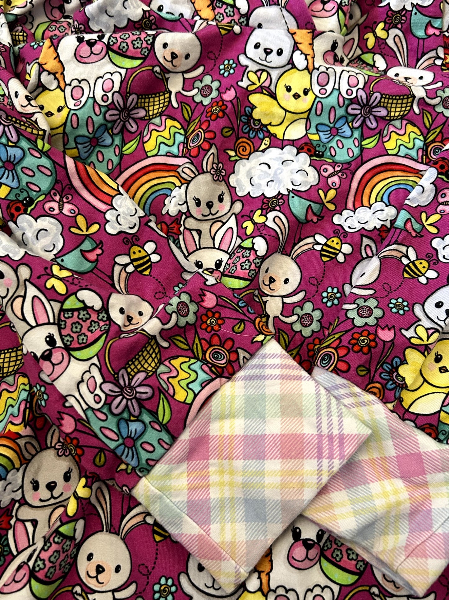 EUC - Small Shop, MSB Handmade Hoodie with Bunny Ears, Bunny & Chick Print, Size 7 , Retails for $75 new, Kids 7