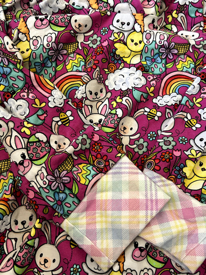 EUC - Small Shop, MSB Handmade Hoodie with Bunny Ears, Bunny & Chick Print, Size 7 , Retails for $75 new, Kids 7