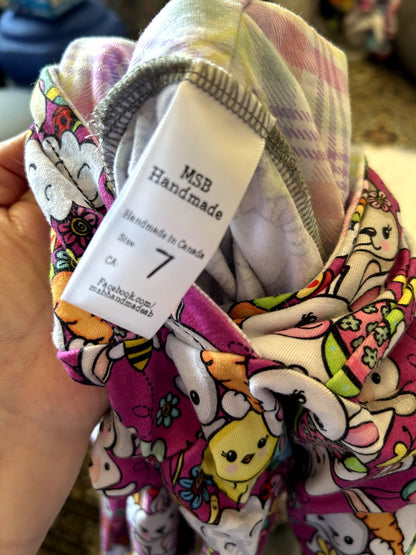 EUC - Small Shop, MSB Handmade Hoodie with Bunny Ears, Bunny & Chick Print, Size 7 , Retails for $75 new, Kids 7