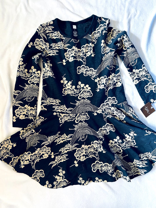 NWT - Tea Collection, Long-sleeve Navy Drop waist Dress, Size 6, retails new $45, Kids 6/6X