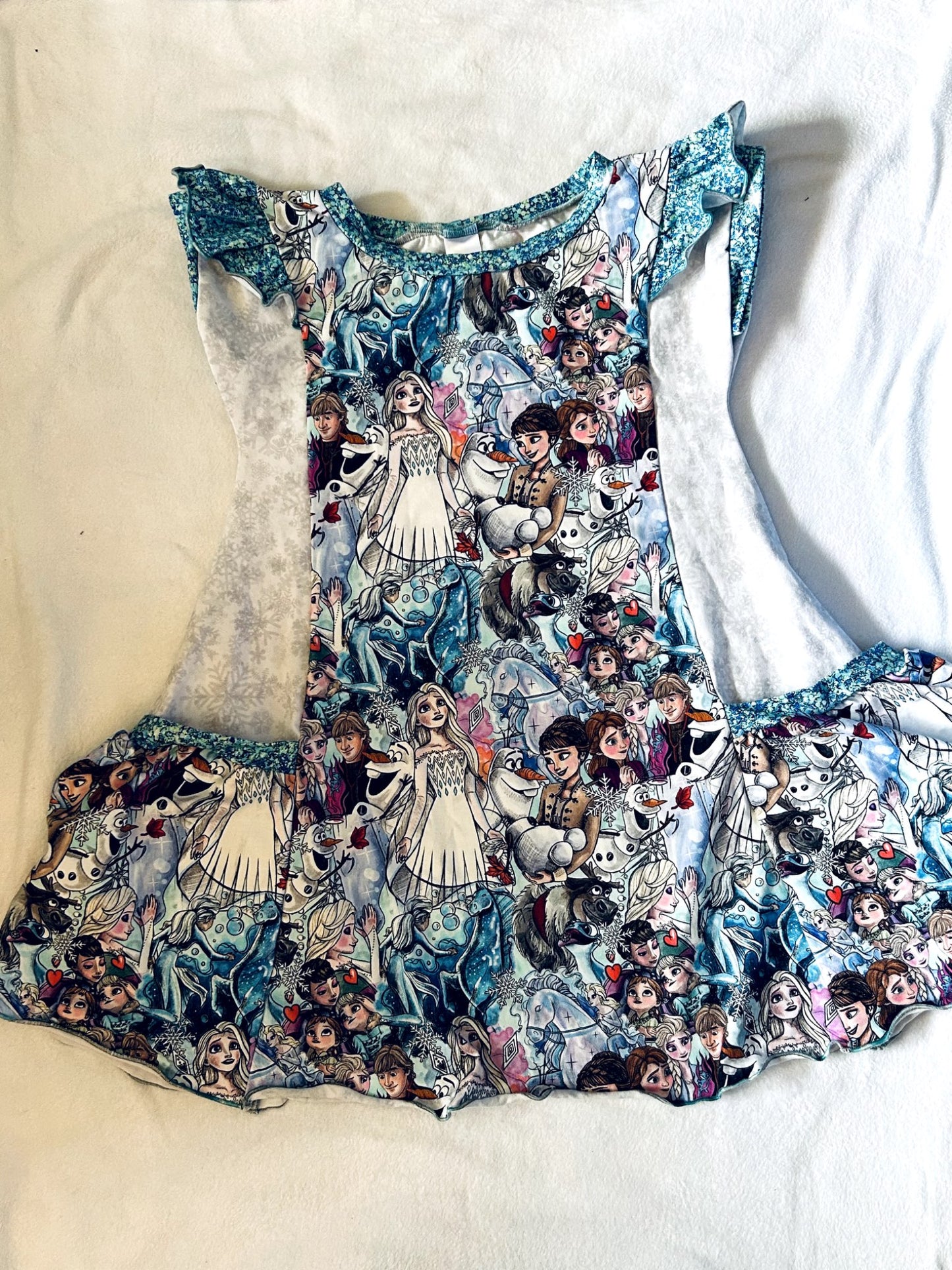 EUC - Small Shop, MSB Handmade, Pocket Dress, Disney Frozen 2 Print, Size 6, retails $85 new, Kids 6/6X