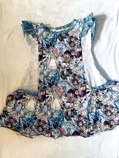 EUC - Small Shop, MSB Handmade, Pocket Dress, Disney Frozen 2 Print, Size 6, retails $85 new, Kids 6/6X
