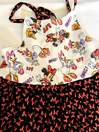 EUC - Small Shop, Tulle & Tiny, Adjustable Summer Dress, Disney Minnie & Daisy print, Size 6, retails $100, Kids 6/6X