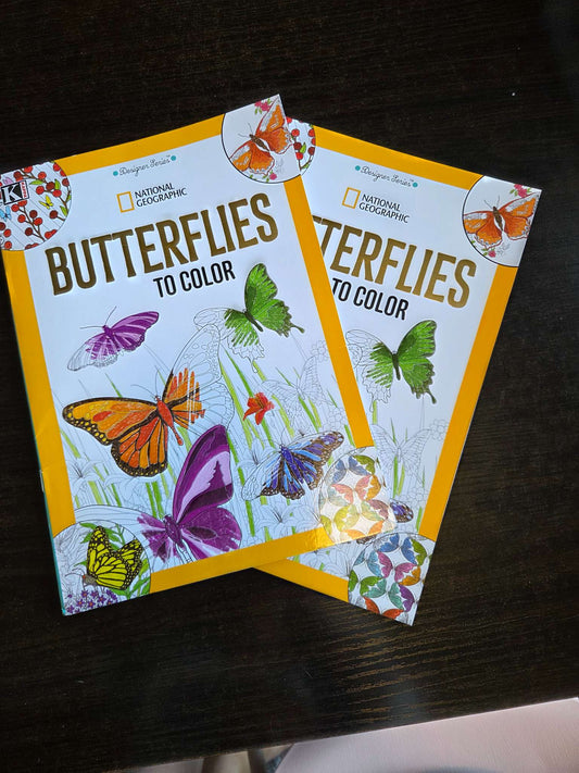 2 new butterfly geographic sticker/coloring book