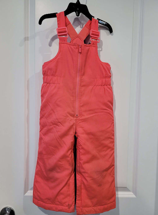 Hot Pink Bib Snow Pants, Kids 2T