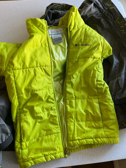 Columbia 3 in 1 Winter Jacket, Grey and Green, Boys size M (10/12), Kids 10 (medium)