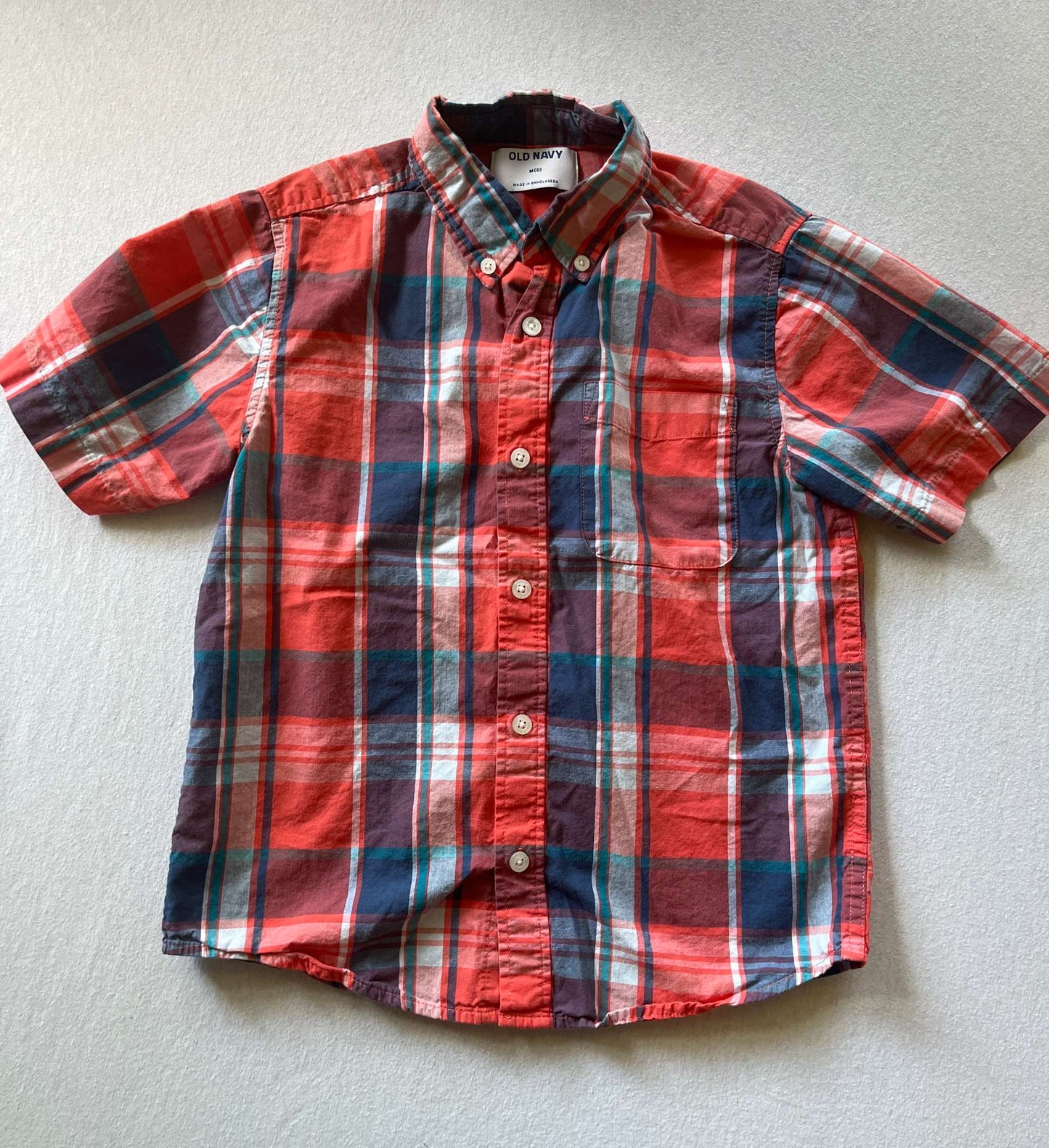 Old Navy Short Sleeve Button Up Short, Size M (8), Kids 8