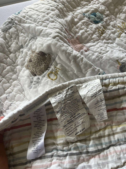 Pottery Barn Kids Animal Alphabet Crib Quilt, Size 36X50