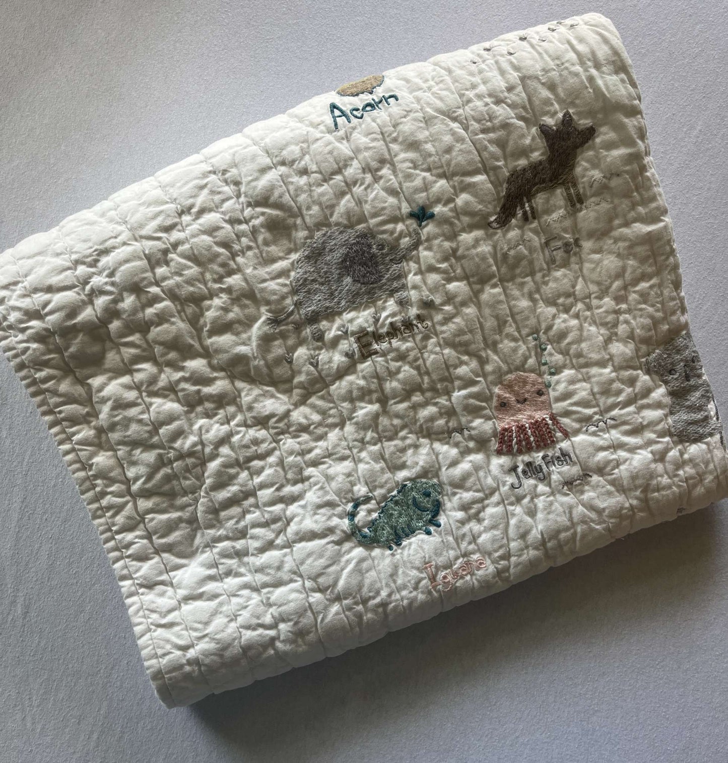 Pottery Barn Kids Animal Alphabet Crib Quilt, Size 36X50