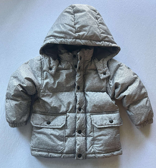 Gap Toddler Down Winter Jacket, Grey, Size 3, Kids 3T