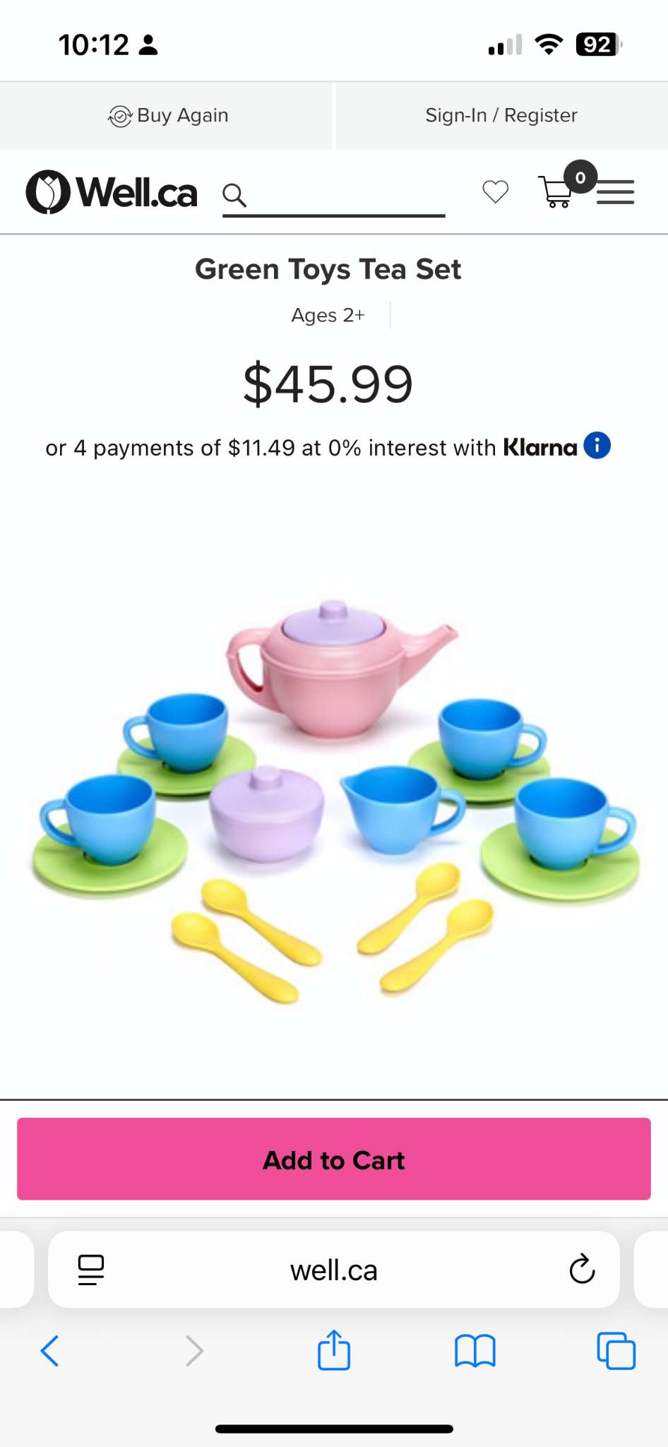 Green Toys Tea Set, complete set, MSRP $45.99