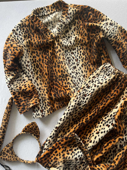Cheetah Costume with ears and tail, size 4-6, Kids 6/6X (extra small)