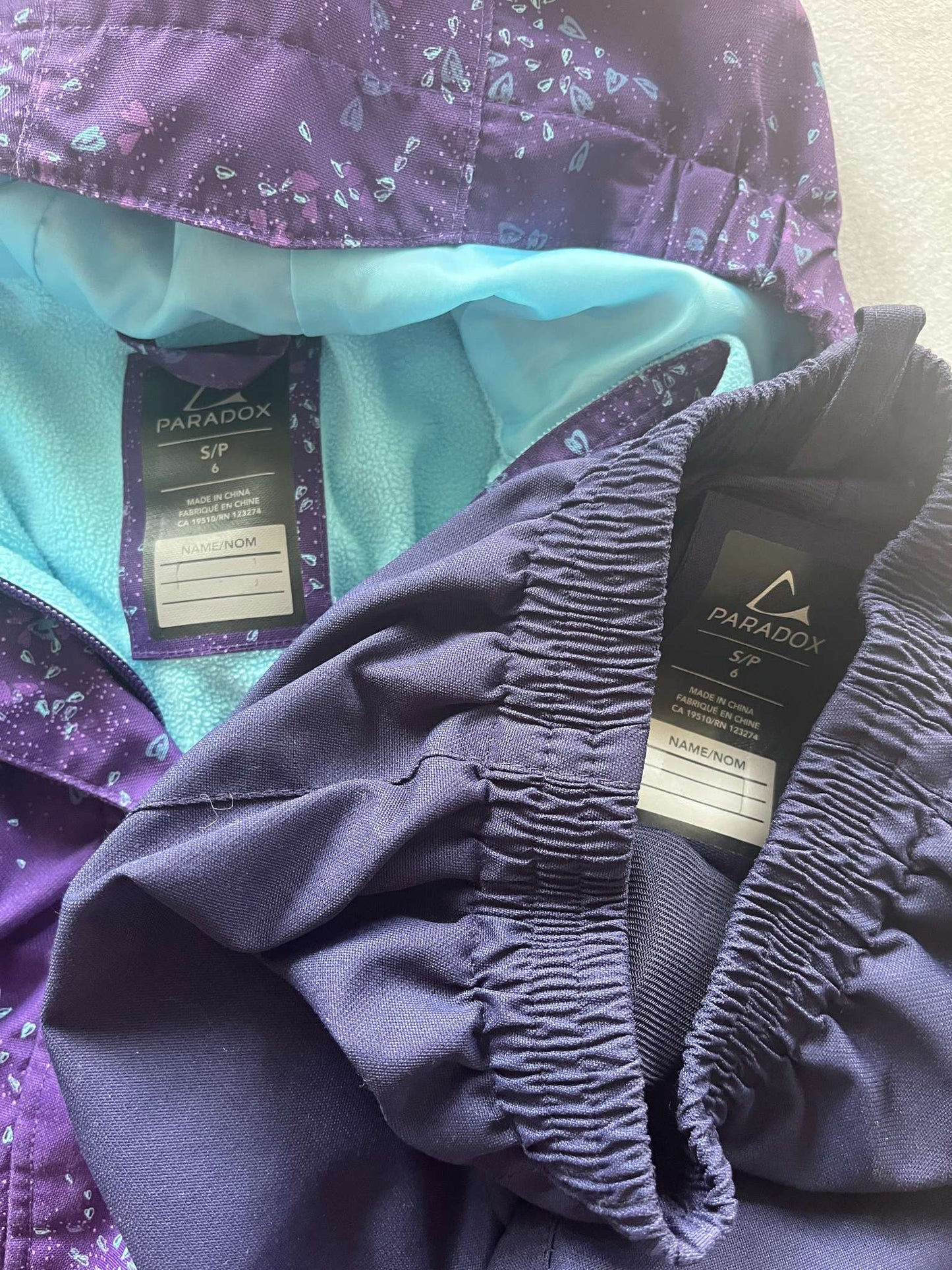 Paradox Rain Jacket and Pants, Size 6, Purple/Blue, Kids 6/6X (extra small)