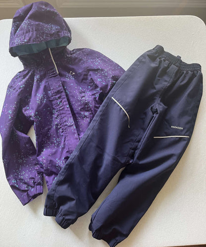 Paradox Rain Jacket and Pants, Size 6, Purple/Blue, Kids 6/6X (extra small)