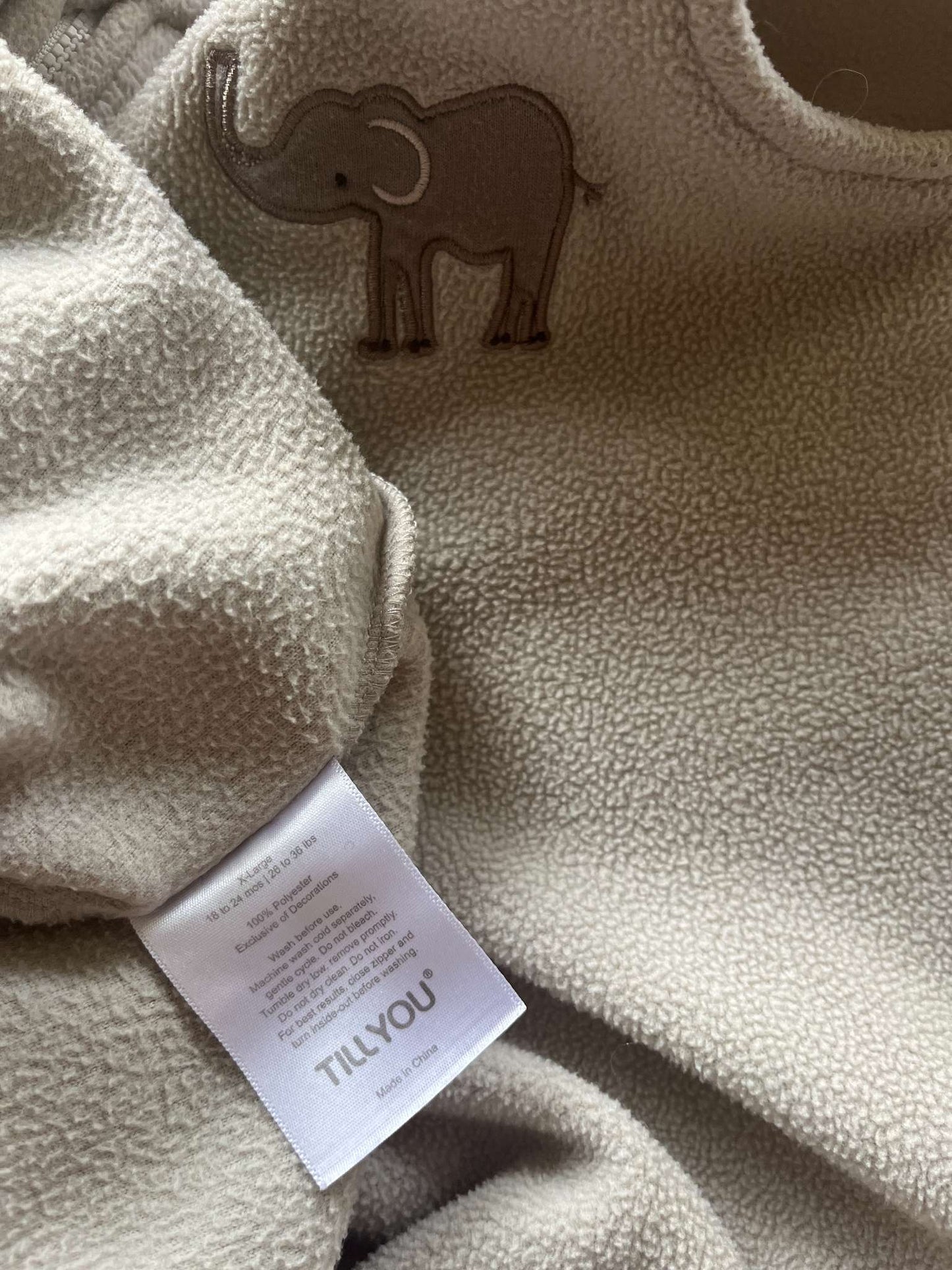 TILLYOU Fleece SleepSack, Elephant, Size XL (18-24 mo), 18-24 Months (Extra Large)