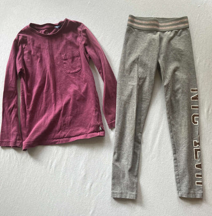 Maroon Long Sleeve and Leggings, Girls Outfit, Size 6, Kids 6/6X