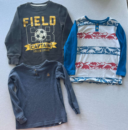 3 Boys Long Sleeve T-Shirts, Size 4, Various Brands, Kids 4/4T