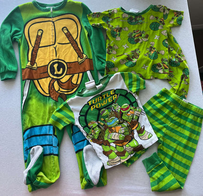 3 pair of Teenage Mutant Ninja Turtles Pajamas, fits like size 3, Kids 3T
