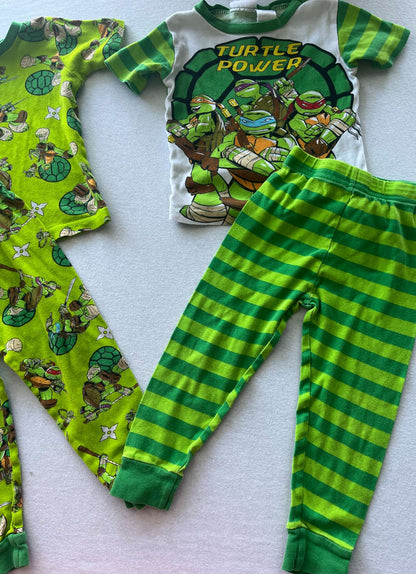 3 pair of Teenage Mutant Ninja Turtles Pajamas, fits like size 3, Kids 3T