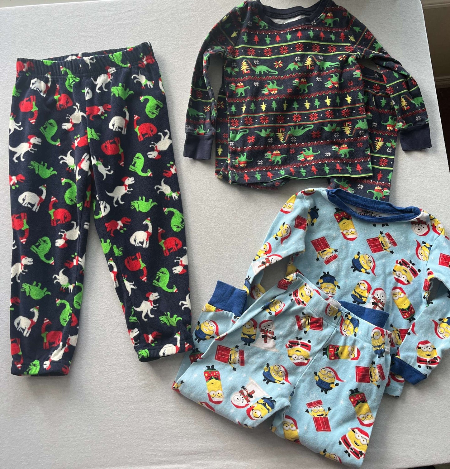 Christmas Pajamas, 2 Sets & Fleece Bottoms, Size3, Kids 3T