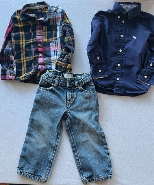 Boys Bundle, Gap Jeans and 2 Button Down Shirts, Size 2T, Kids 2T