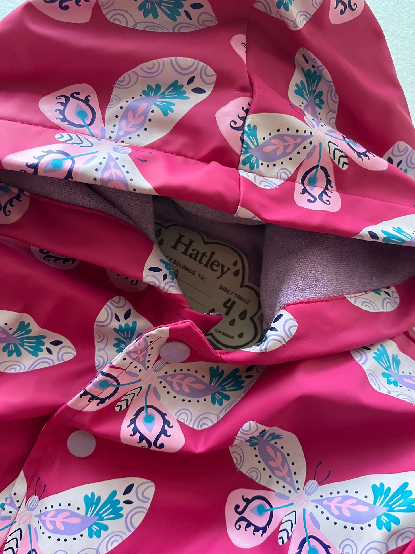 Hatley Waterproof Raincoat, Butterflies, Size 4, Kids 4/4T