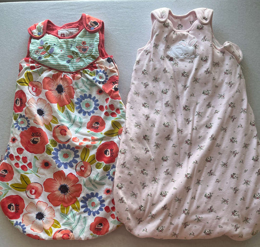 Two Warm Sleep Sacks, Girls, Size 0-12 months. , 0-6 Months (Small)