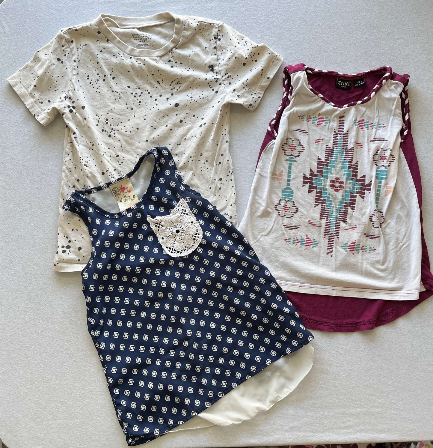 Girls Size 6/7 Short Sleeve Shirt Bundle, Kids 6/6X
