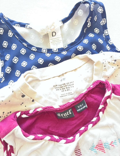 Girls Size 6/7 Short Sleeve Shirt Bundle, Kids 6/6X