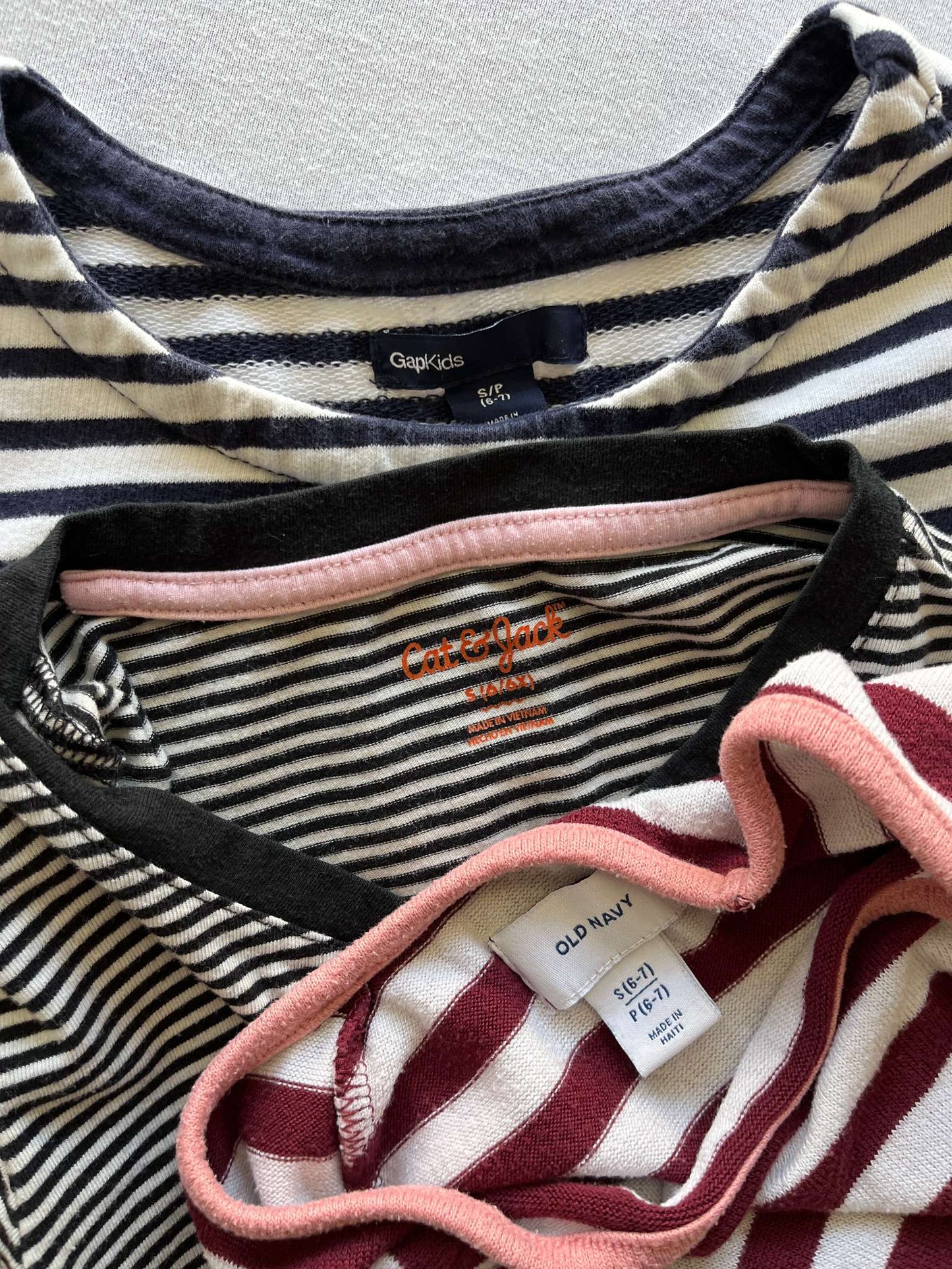 Girls Size 6/7 Striped Top Bundle, Kids 6/6X