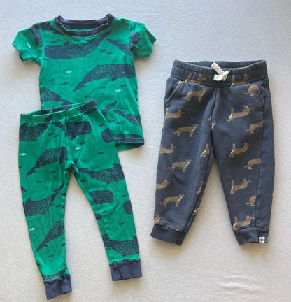 Boys Size 3 Bundle, Pajama Set and Pants, Kids 3 Month (0-3M)