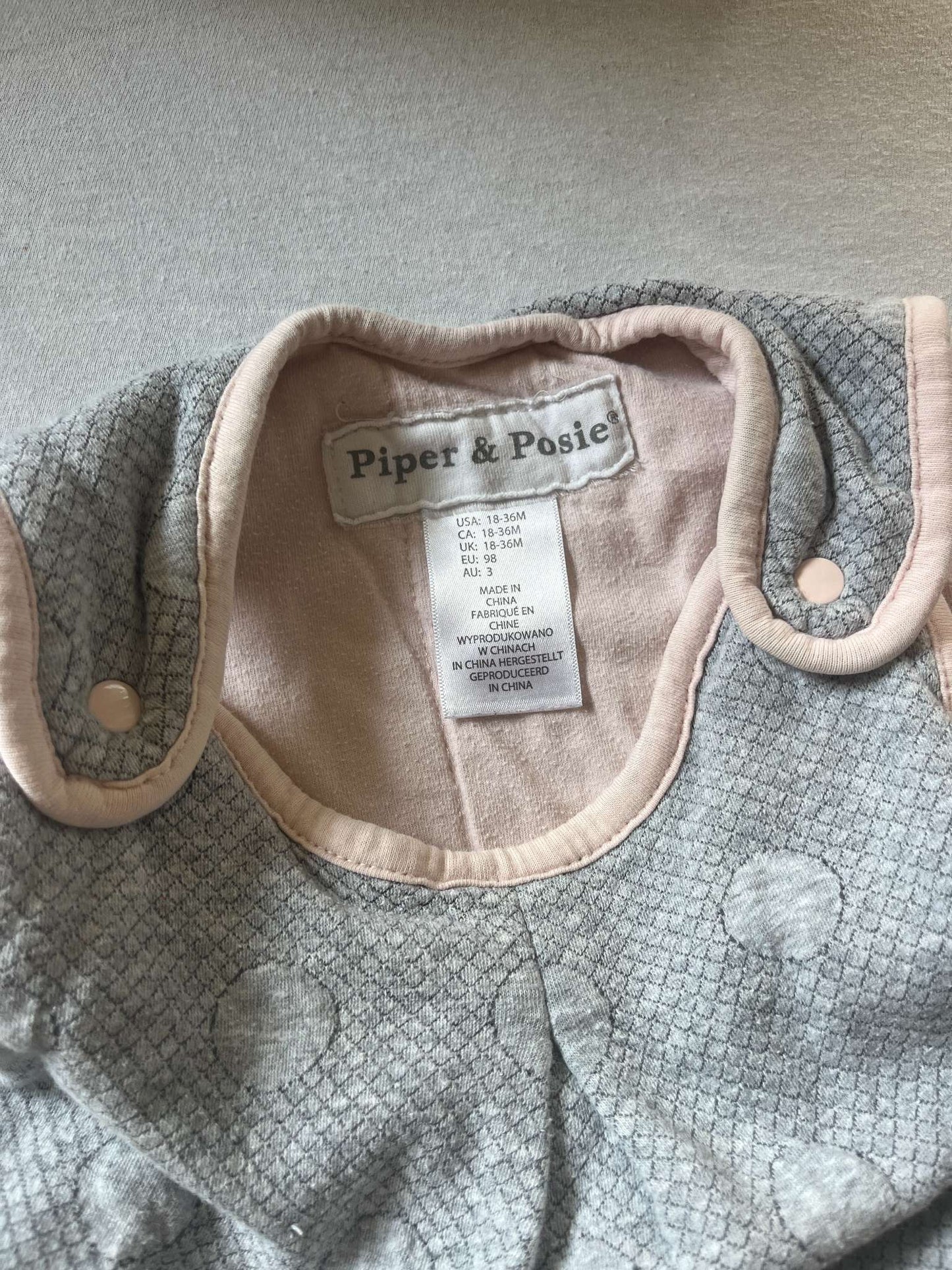 Piper and Posie Grey and Pink Sleep Sack, 18-36 months, 18-24 Months (Extra Large)