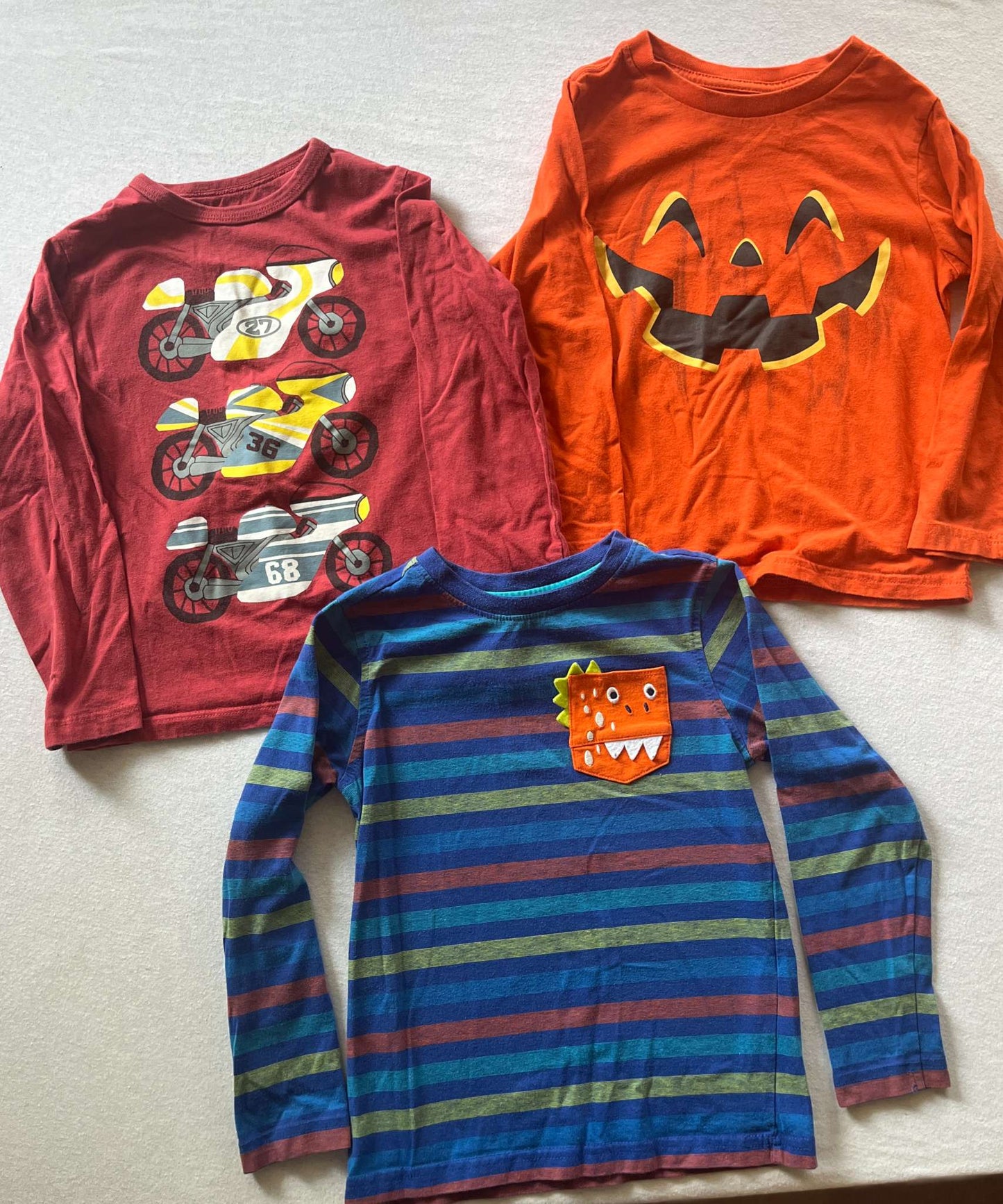 Boys Long Sleeve t-shirt Bundle ( Size 3/4) Pumpkin. Monster & Cars, Kids 4/4T